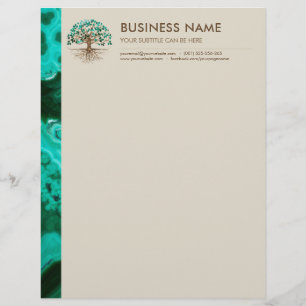 Golden Tree of life - Yggdrasil - Malachite Leaves Custom Letterhead