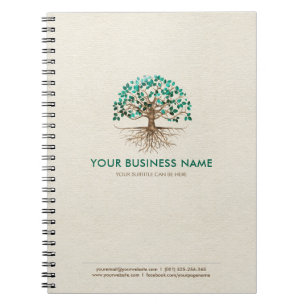 Golden Tree of life - Yggdrasil - Malachite Leaves Notebook