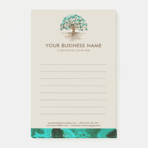 Golden Tree of life - Yggdrasil - Malachite Leaves Post-it Notes