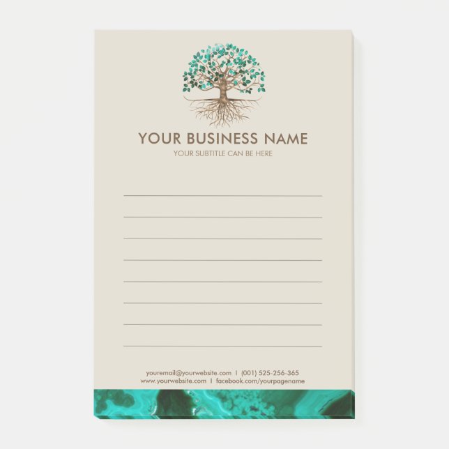 Golden Tree of life - Yggdrasil - Malachite Leaves Post-it Notes (Front)