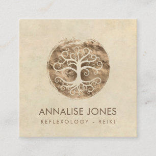 Golden Tree of Life - Yggdrasil Square Business Card