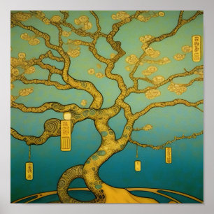 Golden tree of prosperity and abundance Hokusai Poster