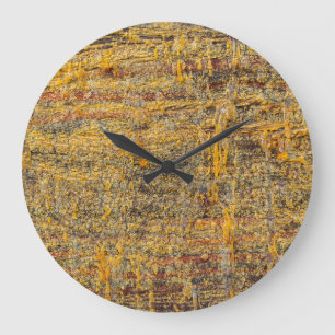 Golden Tree Resin On Rustic Wood Large Clock