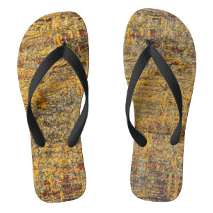 Golden Tree Resin On Rustic Wood Thongs