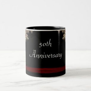 Golden Tree With Red Ribbon & Bow Beverage Two-Tone Coffee Mug