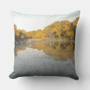 Golden Trees and Pond Jumbo Outdoor Pillow