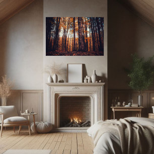 Golden Trees Hazy Autumn Afternoon Poster