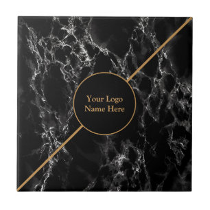 Golden Trendy Black Marble Stone - Customisable Ceramic Tile