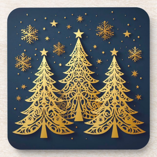 Golden Trio – Starry Pines Coaster (Front)