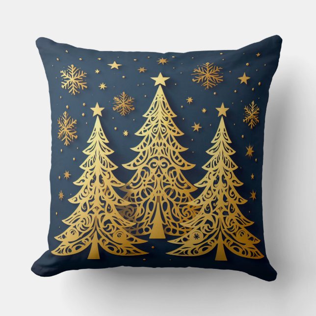 Golden Trio – Starry Pines Cushion (Front)