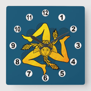Golden Triskelion & triple spiral symbol / Greek S Square Wall Clock