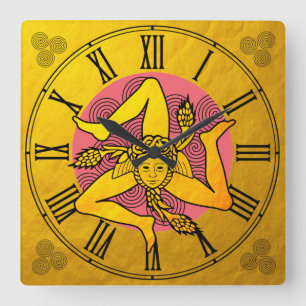 Golden Triskelion & triple spiral wave /design Square Wall Clock