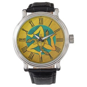 Golden Triskelion & triple spiral wave / vintage Watch