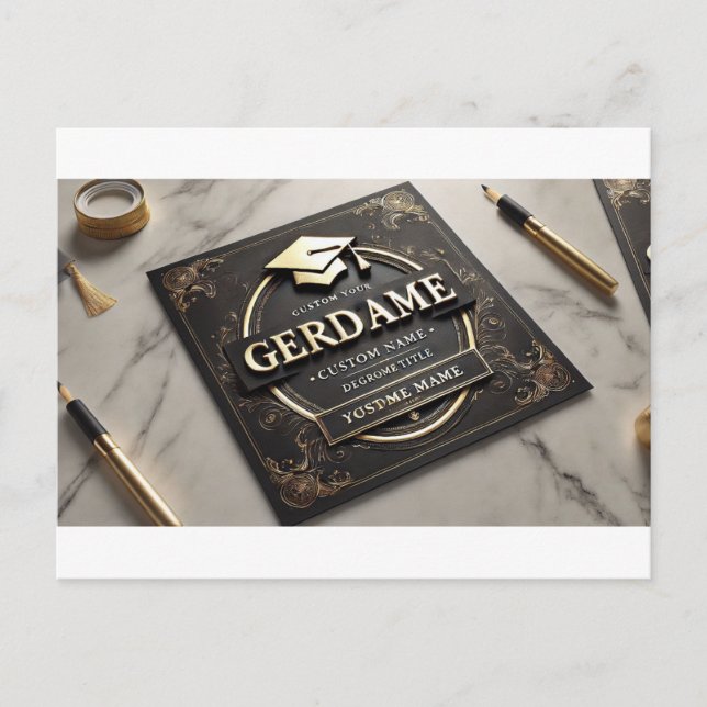 Golden Triumph: Luxury Graduation Card" Postcard (Front)