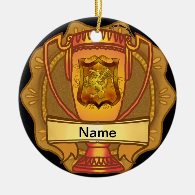 Golden Trophy Ceramic Ornament (Front)