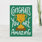 Golden Trophy Congratulations Greeting Card (Front)