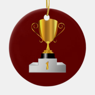 Golden trophy cup ceramic tree decoration