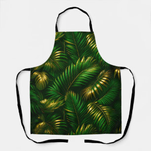 Golden Tropical Leaves Jungle Luxe Apron