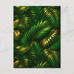 Golden Tropical Leaves Jungle Luxe Postcard