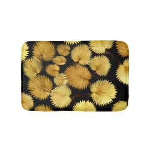 Golden Tropical Leaves: Licuala Elegance Bath Mat