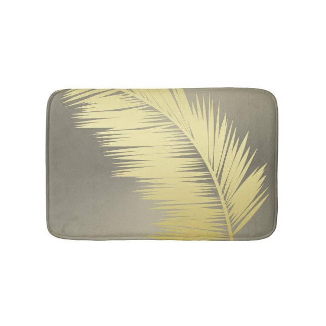 Golden Tropical Palm leaves  Bath Mat (Front)