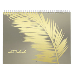 Golden Tropical Palm leaves Calendar