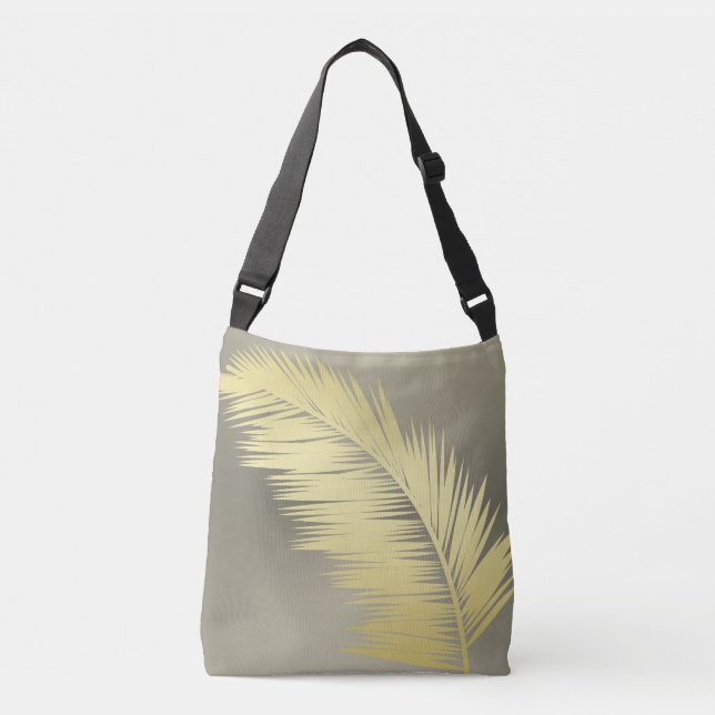 Golden Tropical Palm leaves  Crossbody Bag (Front)