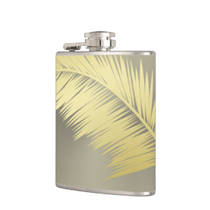 Golden Tropical Palm leaves Hip Flask