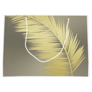 Golden Tropical Palm leaves Large Gift Bag