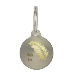 Golden Tropical Palm leaves Pet Tag