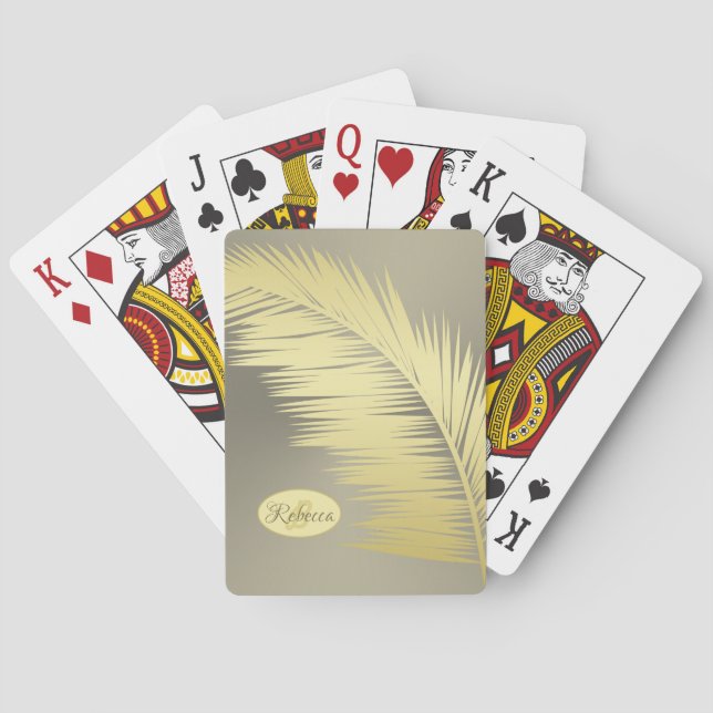 Golden Tropical Palm leaves  Playing Cards (Back)