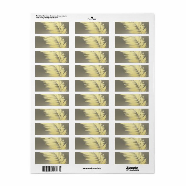 Golden Tropical Palm leaves  Return Address Label (Full Sheet)