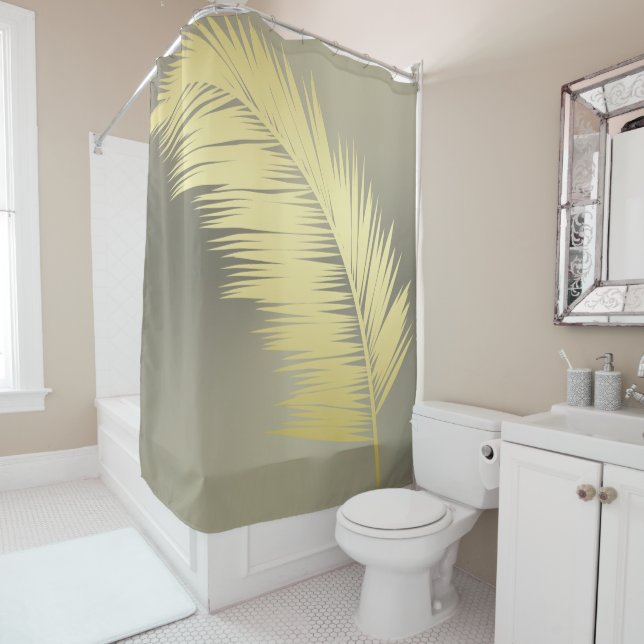 Golden Tropical Palm leaves  Shower Curtain (In Situ)