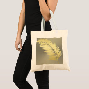 Golden Tropical Palm leaves  Tote Bag