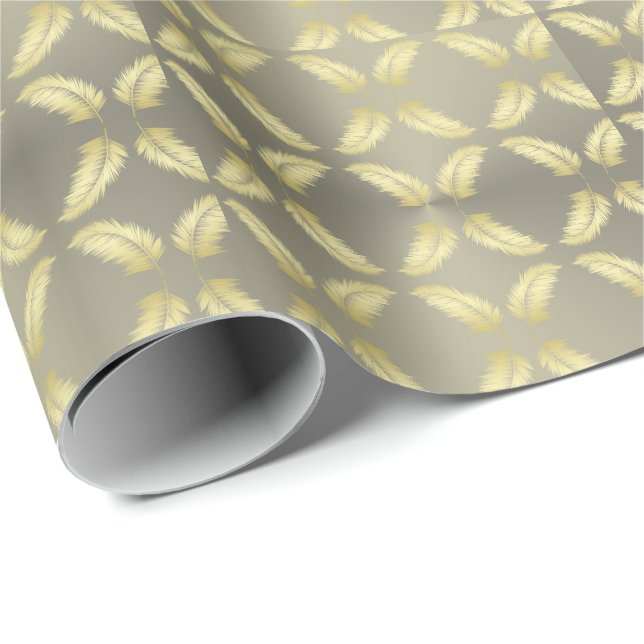 Golden Tropical Palm leaves   Wrapping Paper (Roll Corner)