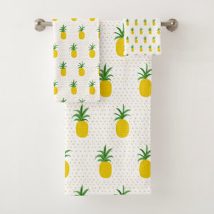 Golden Tropical Pineapples Bath Towel Set