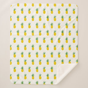 Golden Tropical Pineapples Sherpa Blanket