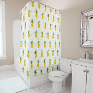 Golden Tropical Pineapples Shower Curtain
