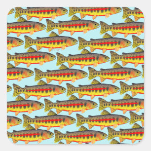 Golden Trout pattern in Blue Square Sticker
