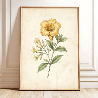 Golden Trumpet Botanical Farmhouse Wall Art
