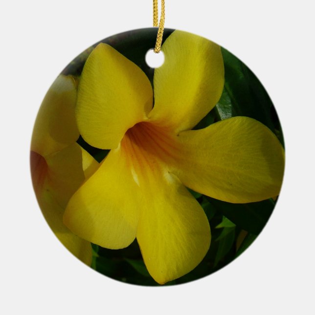 Golden Trumpet Flowers II Tropical Ceramic Ornament (Front)