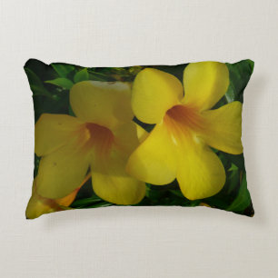 Golden Trumpet Flowers II Tropical Decorative Cushion
