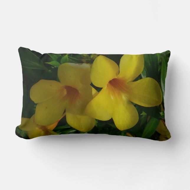 Golden Trumpet Flowers II Tropical Lumbar Cushion (Front)