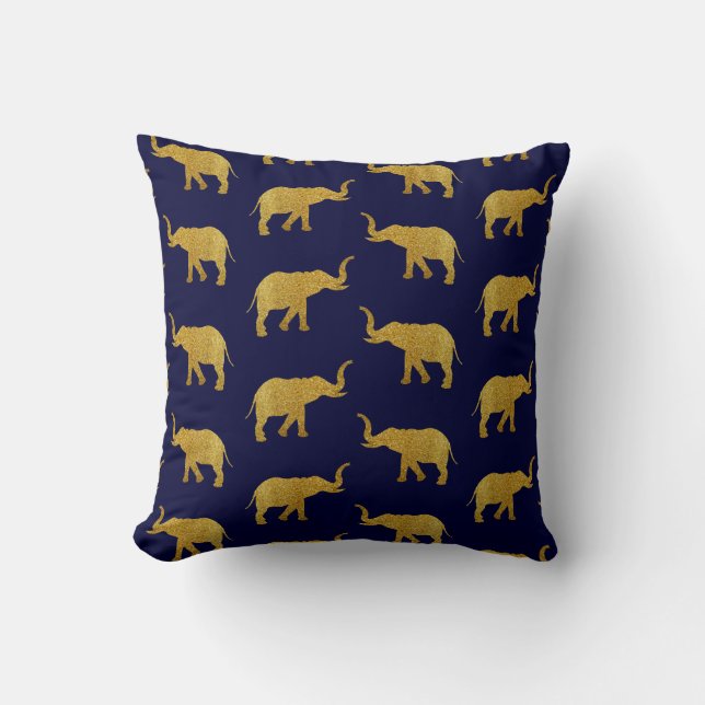 Golden Trumpeting Elephants Cushion (Front)