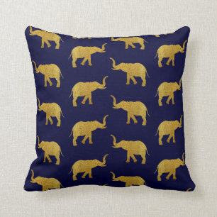 Golden Trumpeting Elephants Cushion