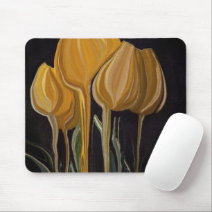 Golden Tulip Trio on Black Mouse Pad