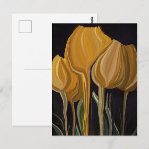 Golden Tulip Trio on Black Postcard