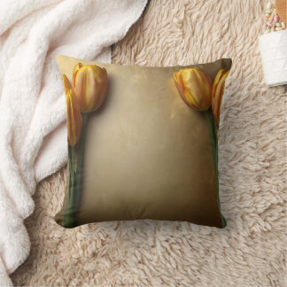 Golden Tulips Throw Pillow