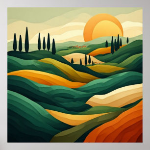 Golden Tuscan Countryside at Sunset ☀️ Poster