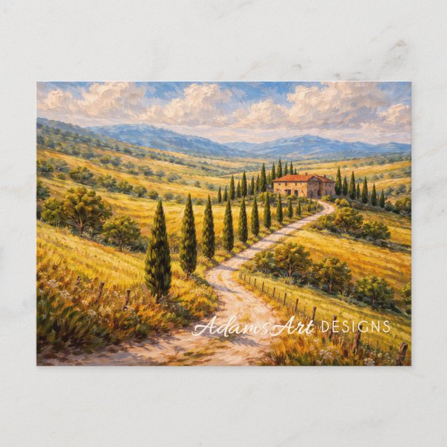 Golden Tuscan Countryside Villa Landscape Postcard (Front)